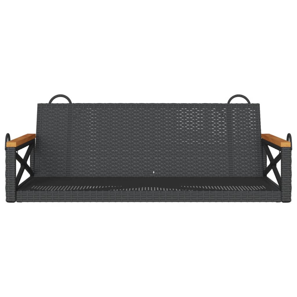 Panchina a Dondolo Nera 109x62x40 cm in Polyrattan 368152