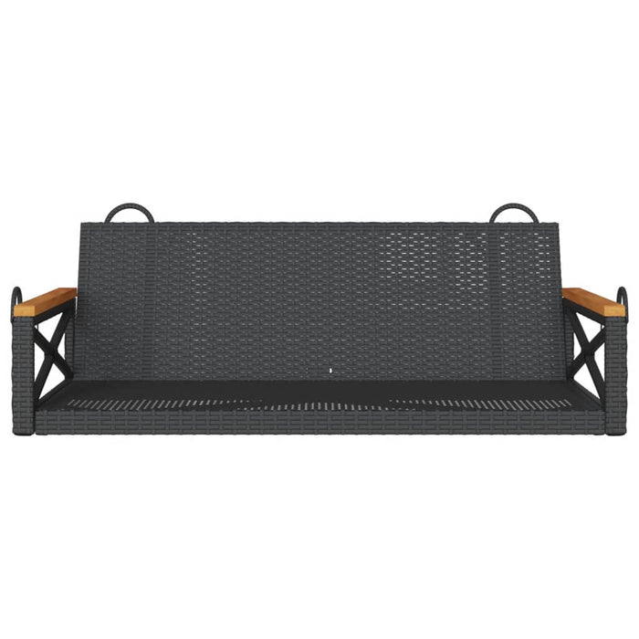 Panchina a Dondolo Nera 109x62x40 cm in Polyrattan 368152