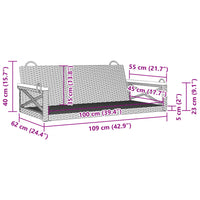 Panchina Dondolo Grigia 109x62x40 cm in Polyrattan 368153