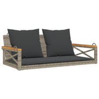 Panchina Dondolo con Cuscini Grigia 109x62x40 cm in Polyrattan 368156