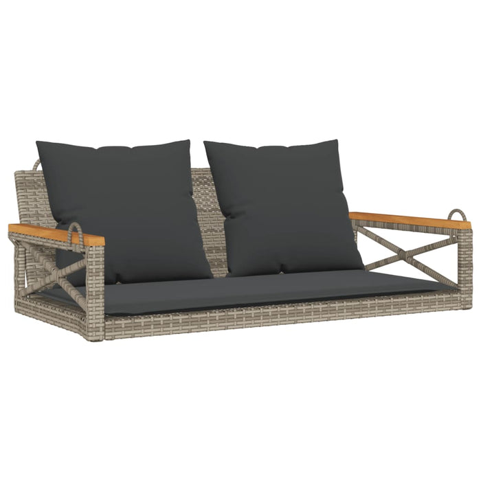 Panchina Dondolo con Cuscini Grigia 109x62x40 cm in Polyrattan 368156