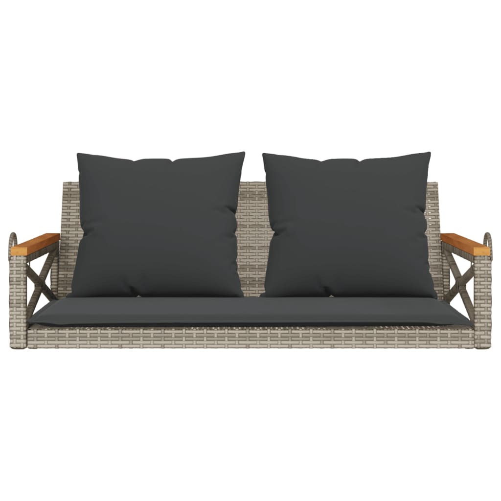 Panchina Dondolo con Cuscini Grigia 109x62x40 cm in Polyrattan 368156