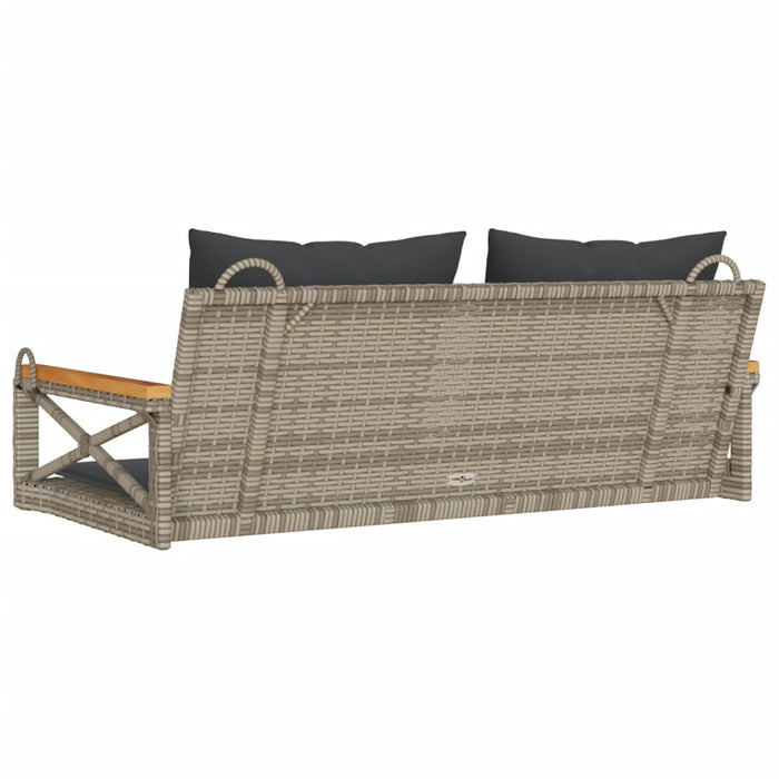 Panchina Dondolo con Cuscini Grigia 109x62x40 cm in Polyrattan 368156