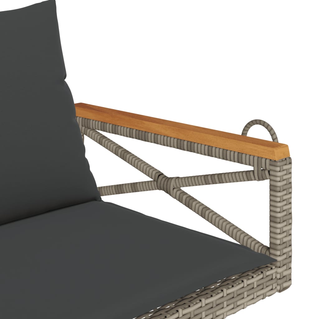 Panchina Dondolo con Cuscini Grigia 109x62x40 cm in Polyrattan 368156