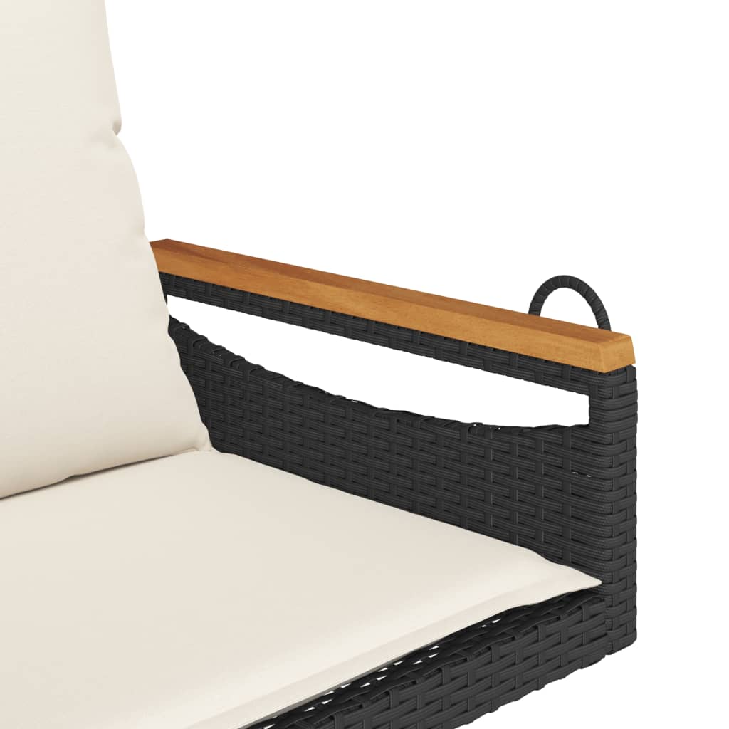 Panchina a Dondolo con Cuscini Nera 63x62x40 cm in Polyrattan 368164