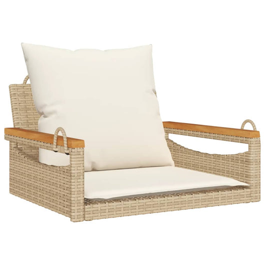 Panchina a Dondolo con Cuscini Beige 63x62x40 cm in Polyrattan 368166