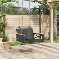 Panchina a Dondolo Nera 63x62x40 cm in Polyrattan 368170