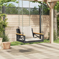 Panchina a Dondolo con Cuscini Nera 63x62x40 cm in Polyrattan 368173