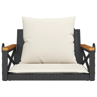 Panchina a Dondolo con Cuscini Nera 63x62x40 cm in Polyrattan 368173