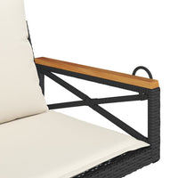 Panchina a Dondolo con Cuscini Nera 63x62x40 cm in Polyrattan 368173