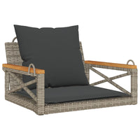 Panchina Dondolo con Cuscini Grigia 63x62x40 cm in Polyrattan 368174