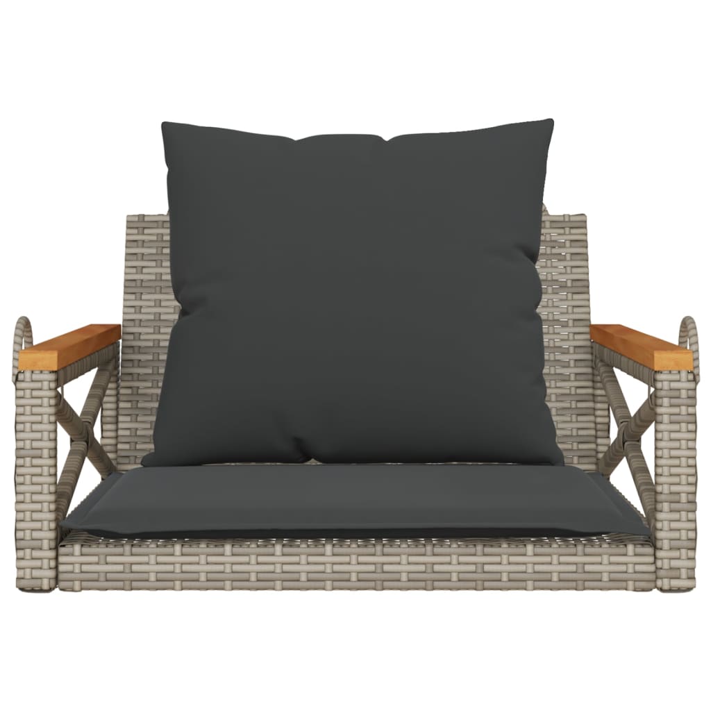 Panchina Dondolo con Cuscini Grigia 63x62x40 cm in Polyrattan 368174