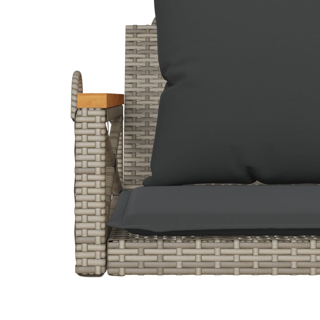 Panchina Dondolo con Cuscini Grigia 63x62x40 cm in Polyrattan 368174