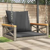 Panchina Dondolo con Cuscini Grigia 63x62x40 cm in Polyrattan 368174