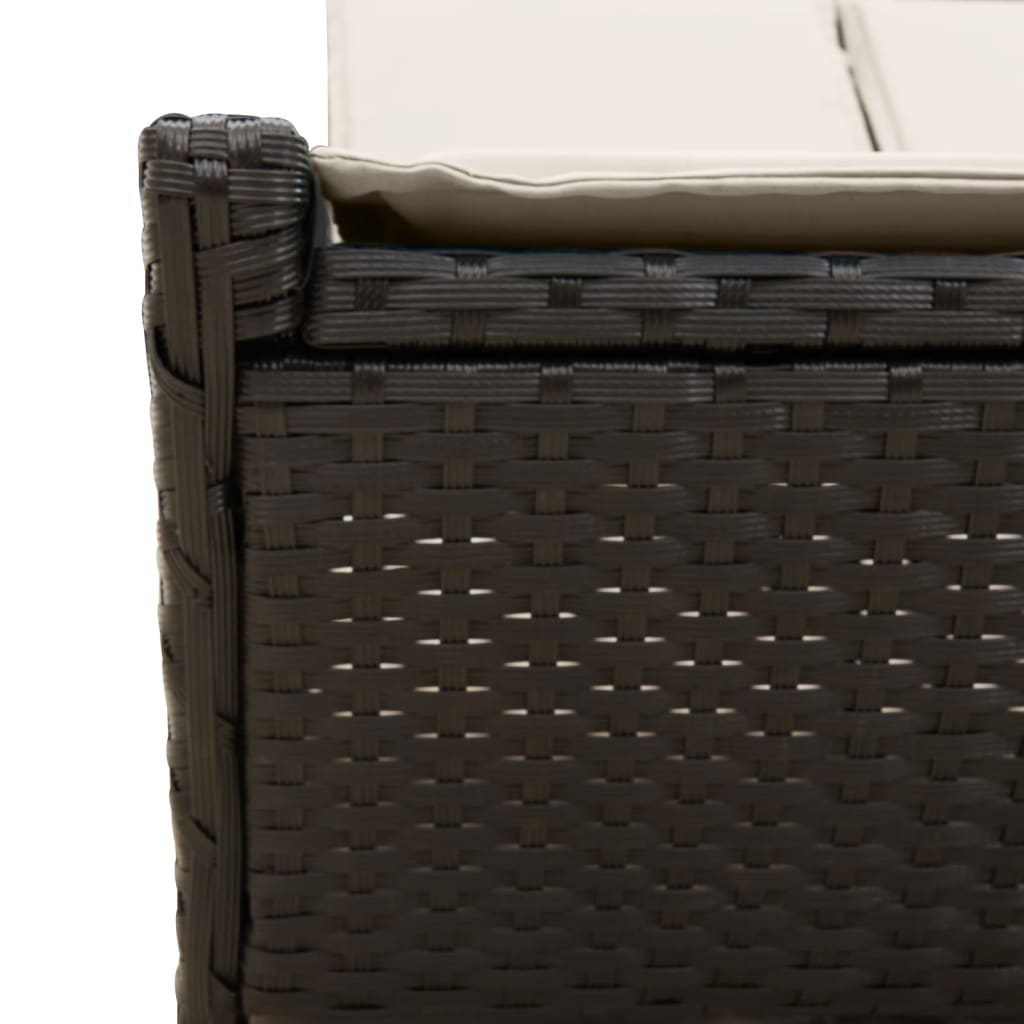 Lettino Prendisole Doppio con Cuscini Nero in Polyrattan 368179