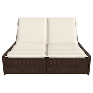 Lettino Prendisole con Cuscini Marrone in Polyrattan 368180