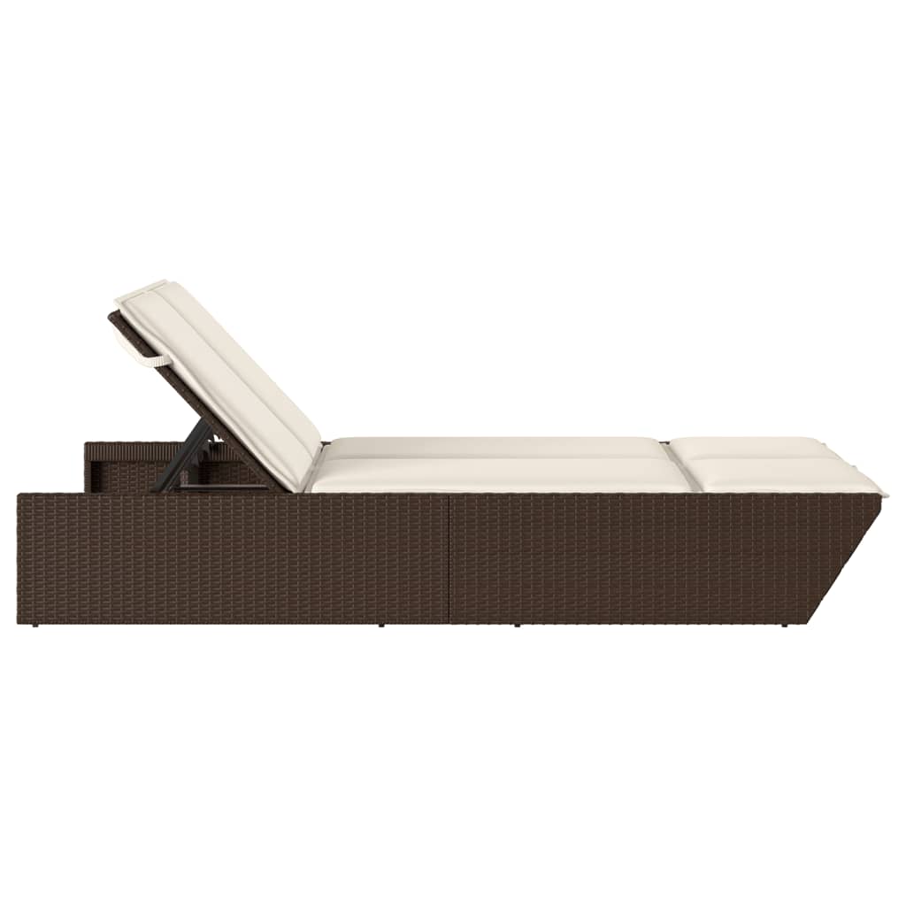 Lettino Prendisole con Cuscini Marrone in Polyrattan 368180