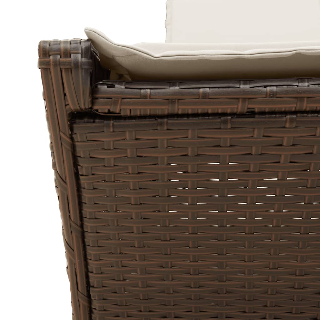 Lettino Prendisole con Cuscini Marrone in Polyrattan 368180