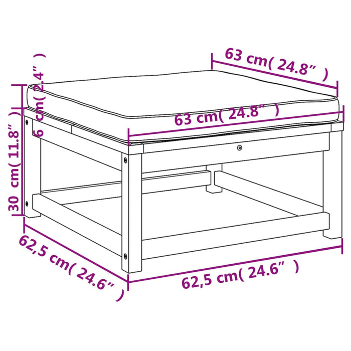 Poggiapiedi da Giardino con Cuscini in Legno Massello di Acacia 366490