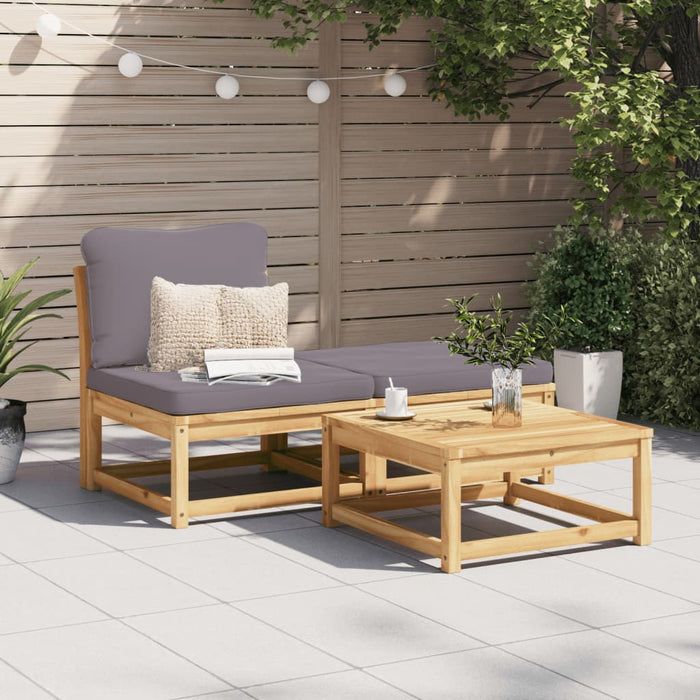 Set Mobili da Giardino 3pz con Cuscini Legno Massello di Acacia 366497