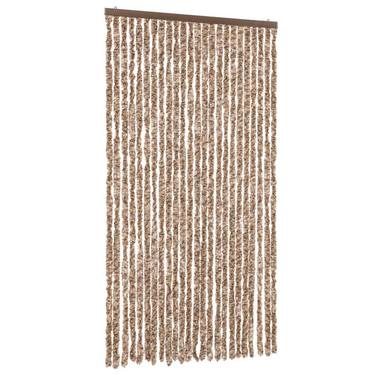 Tenda Antimosche Beige e Marrone Scuro 100x200 cm in Ciniglia 377322