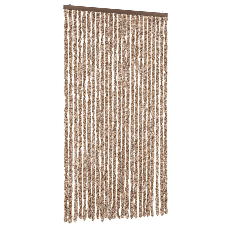 Tenda Antimosche Beige e Marrone Scuro 100x200 cm in Ciniglia 377322