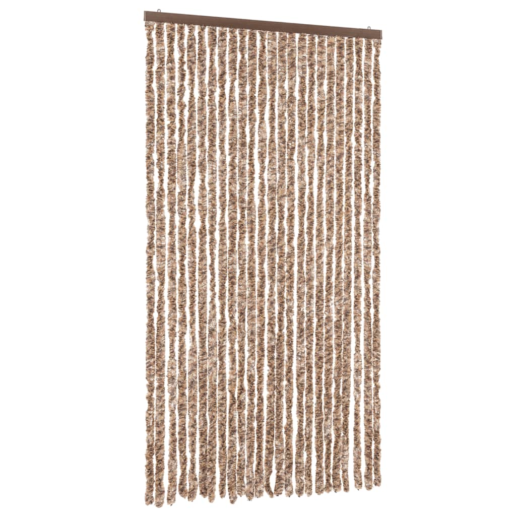 Tenda Antimosche Beige e Marrone Scuro 100x230 cm in Ciniglia 377324