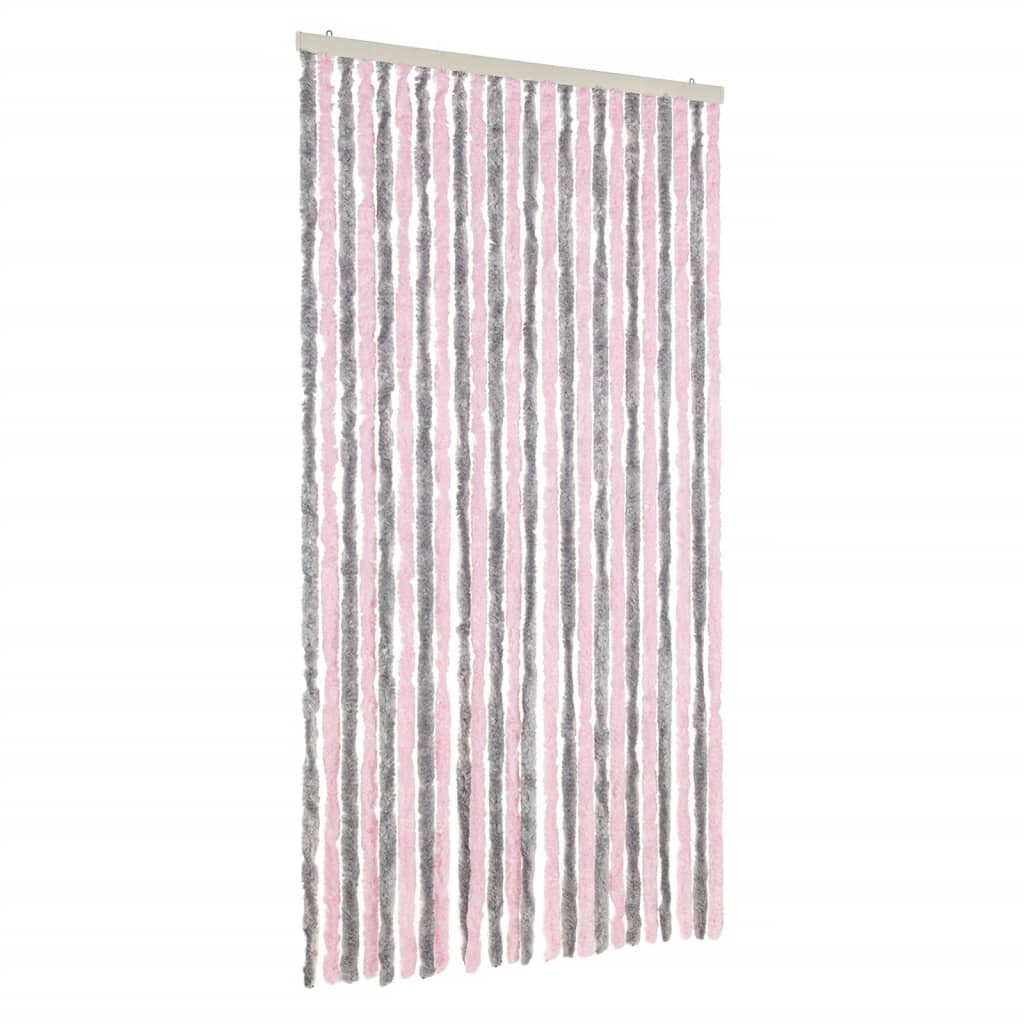 Tenda Antimosche Grigio Argento e Rosa 100x200 cm in Ciniglia 377364