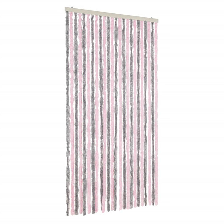 Tenda Antimosche Grigio Argento e Rosa 100x220 cm in Ciniglia 377365