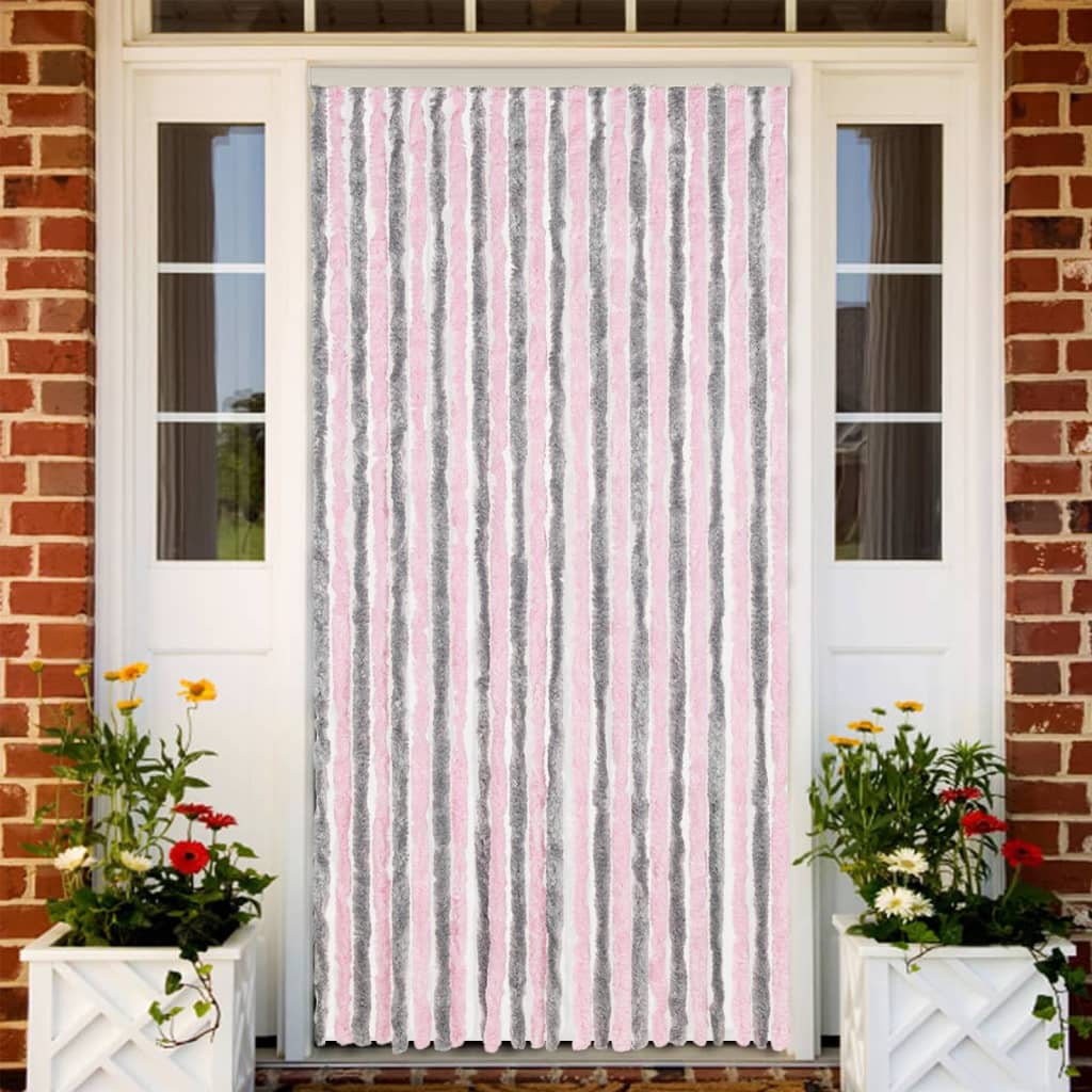 Tenda Antimosche Grigio Argento e Rosa 100x220 cm in Ciniglia 377365