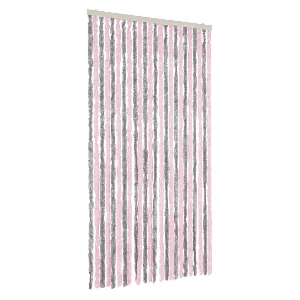 Tenda Antimosche Grigio Argento e Rosa 100x230 cm in Ciniglia 377366