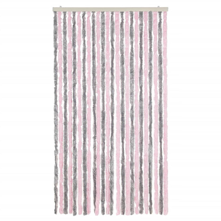 Tenda Antimosche Grigio Argento e Rosa 100x230 cm in Ciniglia 377366