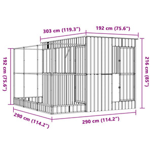 Voliera con Estensione Argento 290x303x216 cm in Acciaio 3216427