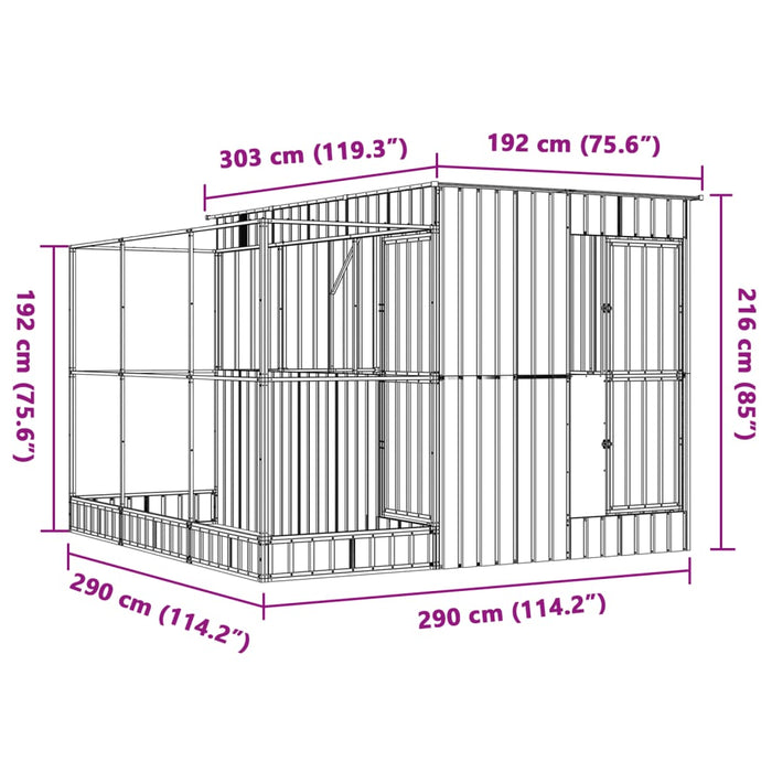 Voliera con Estensione Argento 290x303x216 cm in Acciaio 3216427