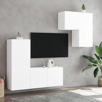 Mobili TV a Muro 4pz Bianchi in Legno Multistrato 3216428