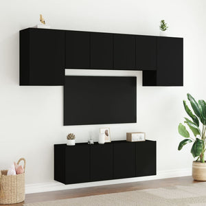 Mobili TV a Muro 6pz Neri in Legno Multistrato 3216440