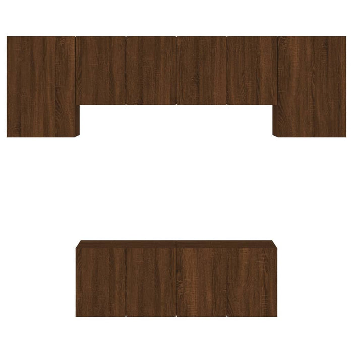 Mobili TV a Muro 6pz Rovere Marrone in Legno Multistrato 3216445