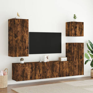 Mobili TV a Muro 5pz Rovere Fumo in Legno Multistratocod mxl 110205