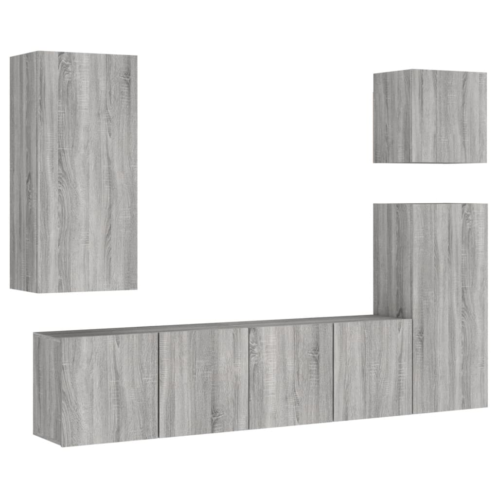 Mobili TV a Muro 5pz Grigio Sonoma in Legno Multistratocod mxl 86353