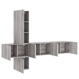 Mobili TV a Muro 5pz Grigio Sonoma in Legno Multistrato 3216462