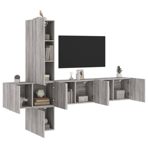 Mobili TV a Muro 5pz Grigio Sonoma in Legno Multistrato 3216462