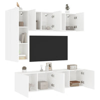 Mobili TV a Muro 5pz Bianchi in Legno Multistrato 3216464