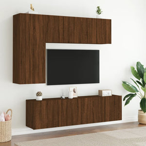 Mobili TV a Muro 5pz Rovere Marrone in Legno Multistrato 3216470