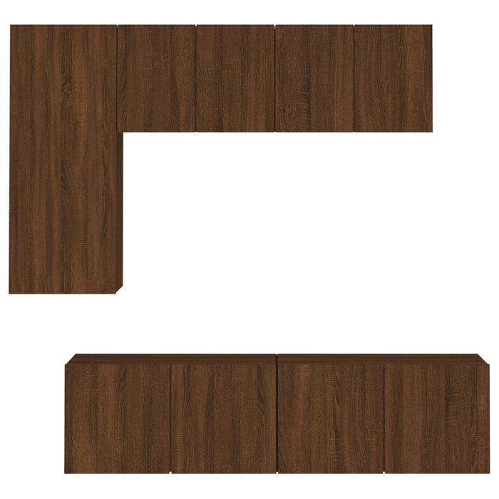 Mobili TV a Muro 5pz Rovere Marrone in Legno Multistrato 3216470