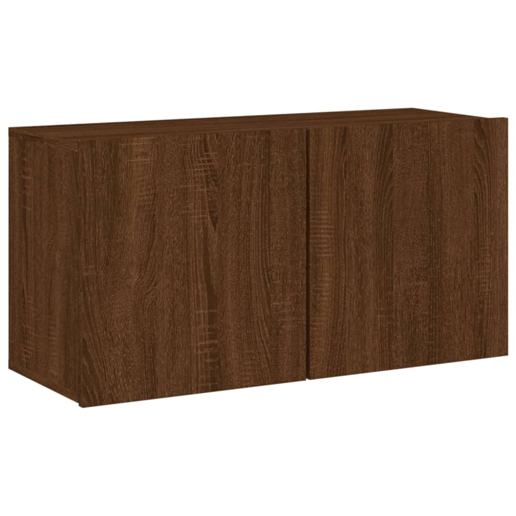 Mobili TV a Muro 5pz Rovere Marrone in Legno Multistrato 3216470