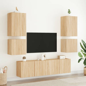 Mobili TV a Muro 6pz Rovere Sonoma in Legno Multistrato 3216473