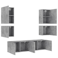 Mobili TV a Muro 6pz Grigio Cemento Legno Multistrato 3216474