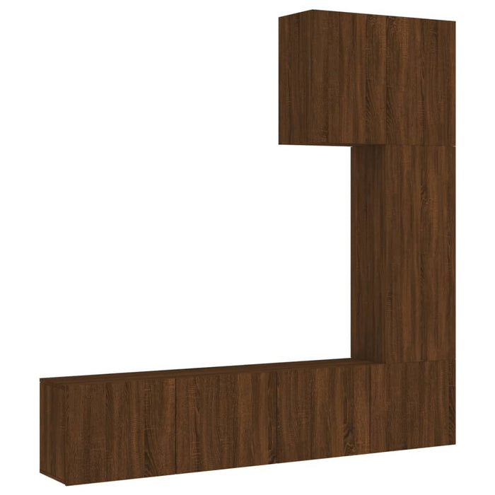 Mobili TV a Muro 5pz Rovere Marrone in Legno Multistrato 3216488