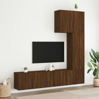 Mobili TV a Muro 5pz Rovere Marrone in Legno Multistratocod mxl 134228