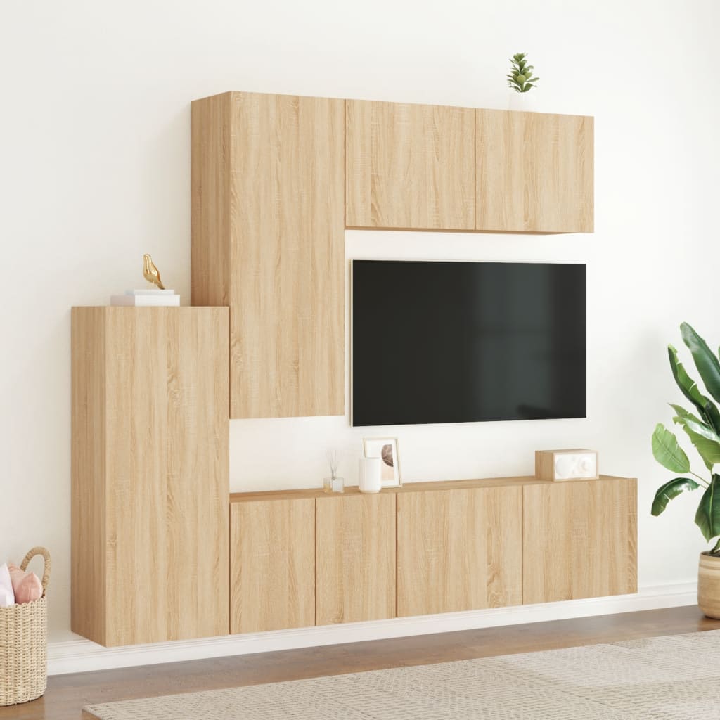 Mobili TV a Muro 5pz Rovere Sonoma in Legno Multistrato 3216491